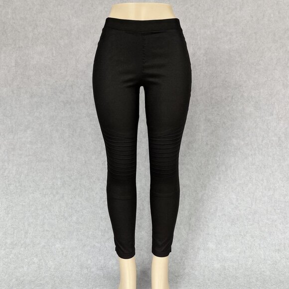 Oober Swank Pants - Oober Swank Womens Leggings Black Size Medium Ribbed Moto Excellent High Quality